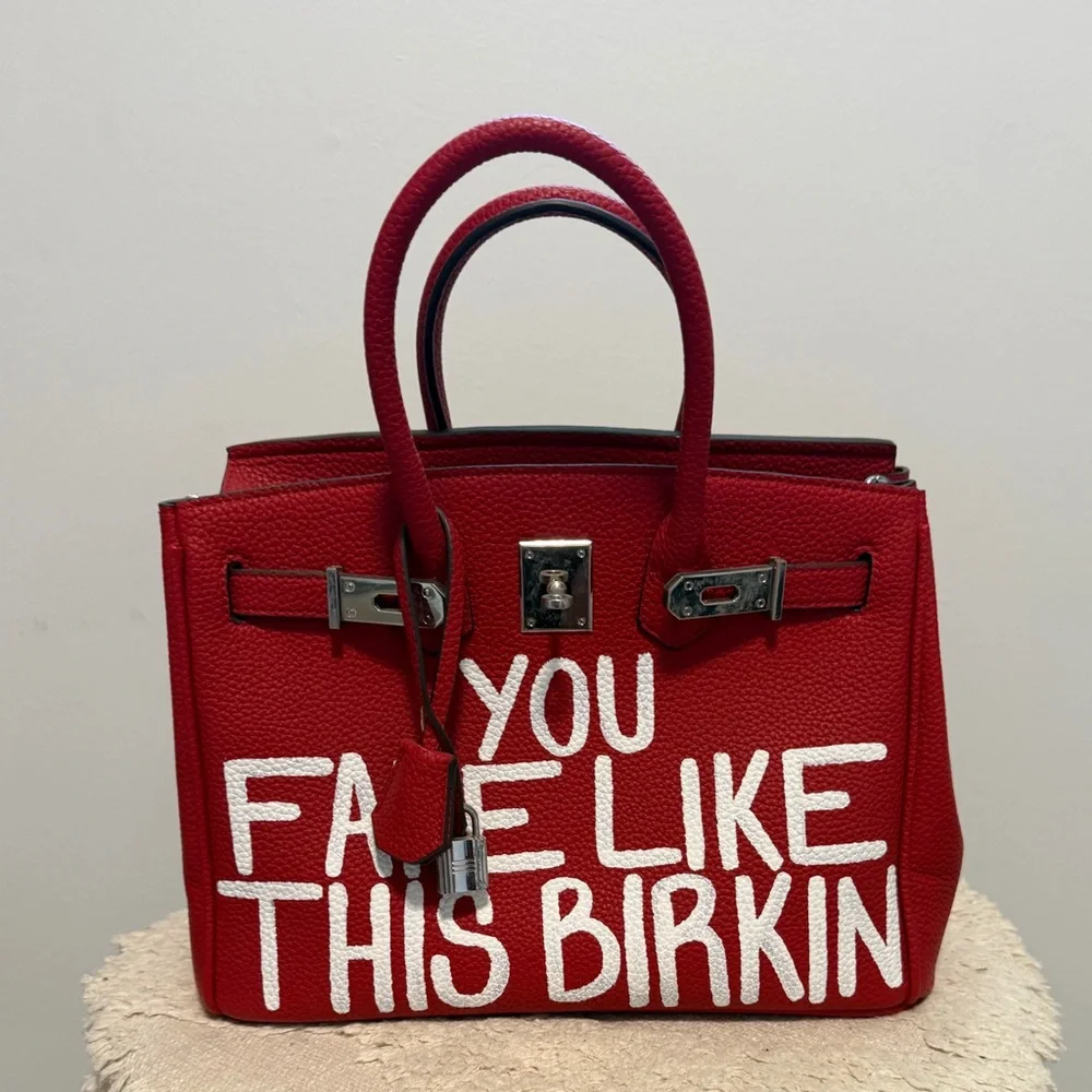 1-1 Saturday House 30CM Red Birkin w/Silver Hardware ‘YOU FAKELIKE THIS BIRKIN’
